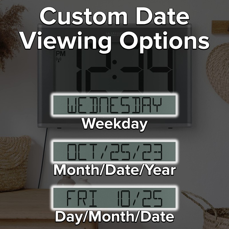 La Crosse Technology 513-21867-INT Extra-Large Slim Atomic Digital Clock with