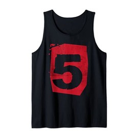 Large Red Color Maroon Number 5 Five Distressed Grunge Tank Top