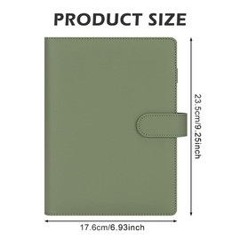 A5 Binder, 6 Hole A5 Ring Binder Faux Leather, Ring Binder A5 Refillable, Olive Green Budget A5 Binder Leather Notebook A5 Ring Binder Planner Organiser Binder for Office School and Travel Work