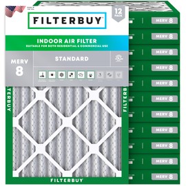 Filterbuy 19x21.5x2 Air Filter MERV 8 Dust Defense (12-Pack), Pleated HVAC AC Furnace Air Filters Replacement (Actual Size: 19.00 x 21.50 x 1.75 Inches)