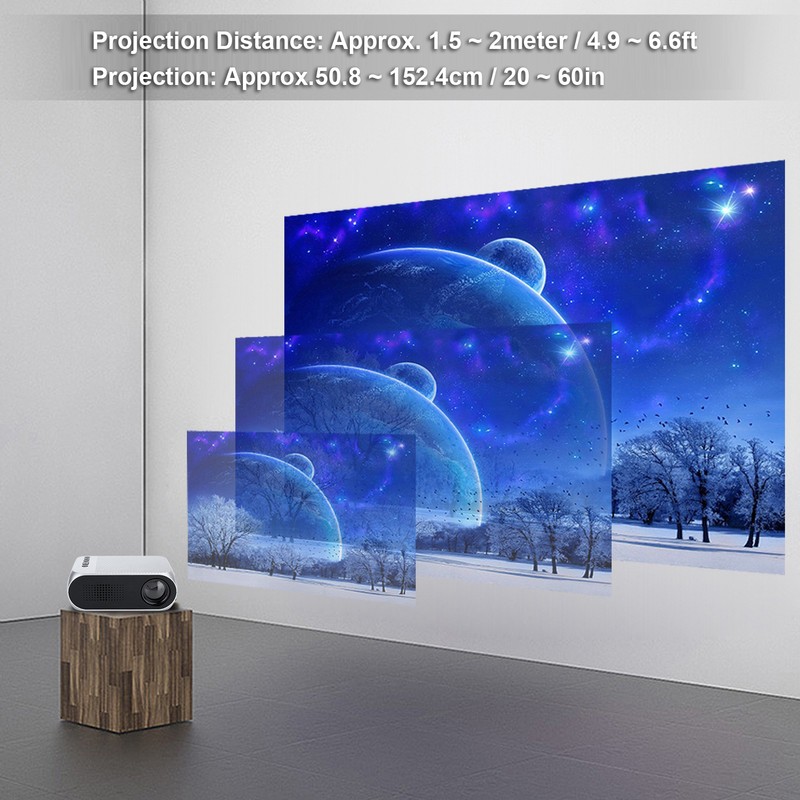 Mini Projector Silver Micro Portable 1080P LED Multi Function for