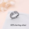 DAOCHONG 925 Sterling Silver Adjustable Inspirational Rings Stackable Spiral Twisted