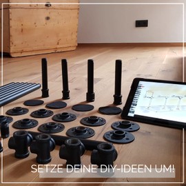 pamo Malleable Cast Iron Pipe for Furniture Construction with 3/4 Inch Thread for DIY Clothes Rail in Industrial Loft Design Powder Coated Water Pipe in Black for DIY Wardrobe (25 cm)