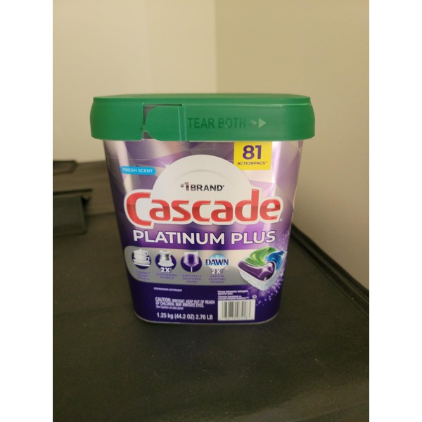 Cascade Platinum Plus ActionPacs Dishwasher Detergent Pods, Fresh Scent, 81