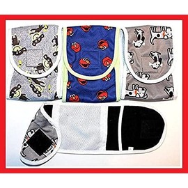 Set - 3pcs Dog Puppy Diaper Male Boy Belly Band Reusable Washable for Small Dog Breeds (Gray - Blue - Gray, M - Waist 11" - 12")