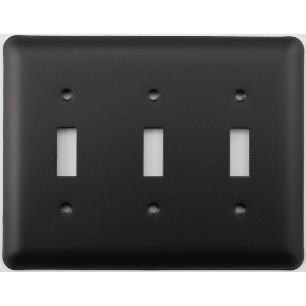Classic Accents Rounded Black 3 Gang Toggle Switch Plate