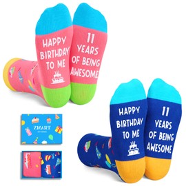 Zmart 11 Year Old Birthday Socks - Gifts for Eleven Years Old Girls Boys, Gifts for Preteen Girls Boys Age 11, Presents for 11th in 2 Pack