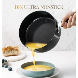 MICHELANGELO Nonstick Saucepan with Lid, Ceramic Sauce Pan Sets, Easy to Clean Sauce Pans, Multi-Purpose Cooking Pots, 1QT & 2QT & 3QT, Black