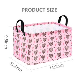 VAIVUSTO Valentines Basket Rec Heart Print Box Hamper Storage Basket Collapsible Organizer Bin Gift Shelf Baskets for Home and Kitchen Storage