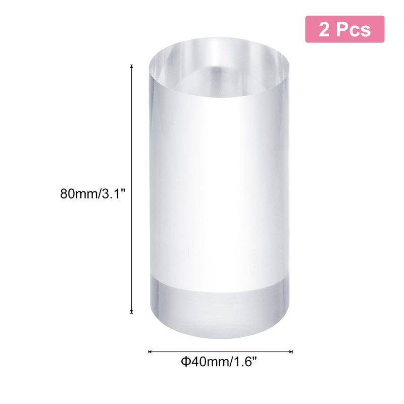 sourcing map 2pcs Acrylic Cylinder Display Blocks, 40 x 80
