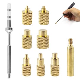 7-Piece Soldering Tips and Melting Thread Set, M2 / M2.5 / M3 / M4 / M5 / M6 / M8, Brass, with Adapter, for TS100/TS101 Soldering Tips, Interchangeable with Standard 936 Universal Tips (Yellow)