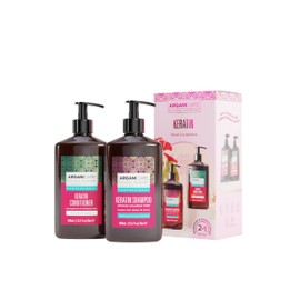 ARGANICARE | Keratin Shampoo + Conditioner | Regenerates Hair Intensely | Prevents and Treats Split Ends | Soft, Silky, Shiny Hair | Made in France | 2x400ML