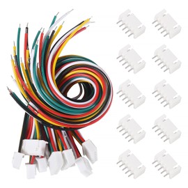 Alinan 20pcs JST-XH2.54mm 5 Pin Connector Kit, Included 10pcs Mini 5 Pin 24AWG Female Connector Plug with 150mm Cable Wire and 10pcs Micro 5Pin Male Connector Plug