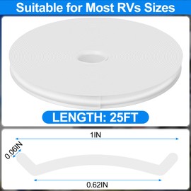 1" RV Trim Molding Insert, 25 FT Heavy Duty RV TPE Trim Molding Weather Stripping Exterior Replacement, Waterproof Screw Cover Corner for Camper Travel Trailer Boat Channel, White