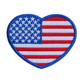 Graphic Dust USA United States American Heart Flag Embroidered Patch Heart Iron on Patch I Love You Patch US Army Military Uniform Costume Red Heart Valentine Patch Peace Emblem Sign