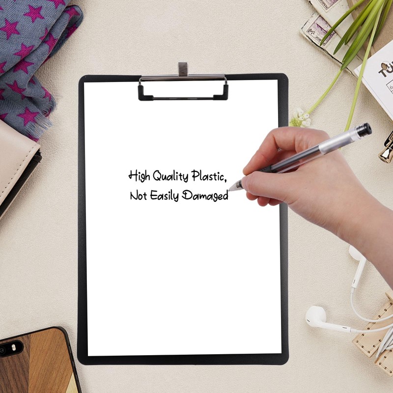 Pack of 2 A4 Black Clipboard with Pen Holder, Writing