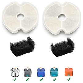 Cat Water Fountain Filters, 2 Pack Replacement Filters & 2 Pack Replacement Pre-Filter Sponges Set for 67oz, 84oz Automatic Pet Fountain Dog Water Dispenser