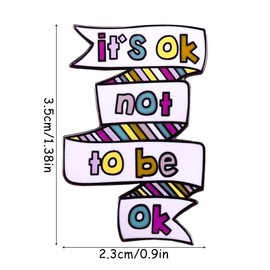 Metal Butterfly Brooch Vintage Pin, IT'S OK NOT TO BE OK, Cute Shape Brooches Inset Pins for Women Girls