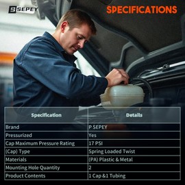 P SEPEY 52079788AE Coolant Reservoir Expansion Recovery Tank fit for 2002-2007 Liberty V6 3.7L, with Cap and Tubing