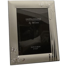 Two Tone Silver Plated Butterfly 7x5 Photo Frame