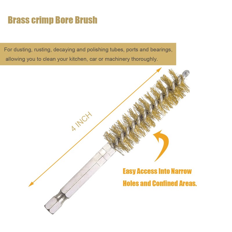 WENORA 10 Pack Bore Brush for Drill, Brass Bore Brush