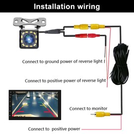 CAMECHO Car Reversing Camera with Super Night Vision IP68 Waterproof Rear View Camera 170° Wide Angle 12 LED Night Visions+6M Video Cable