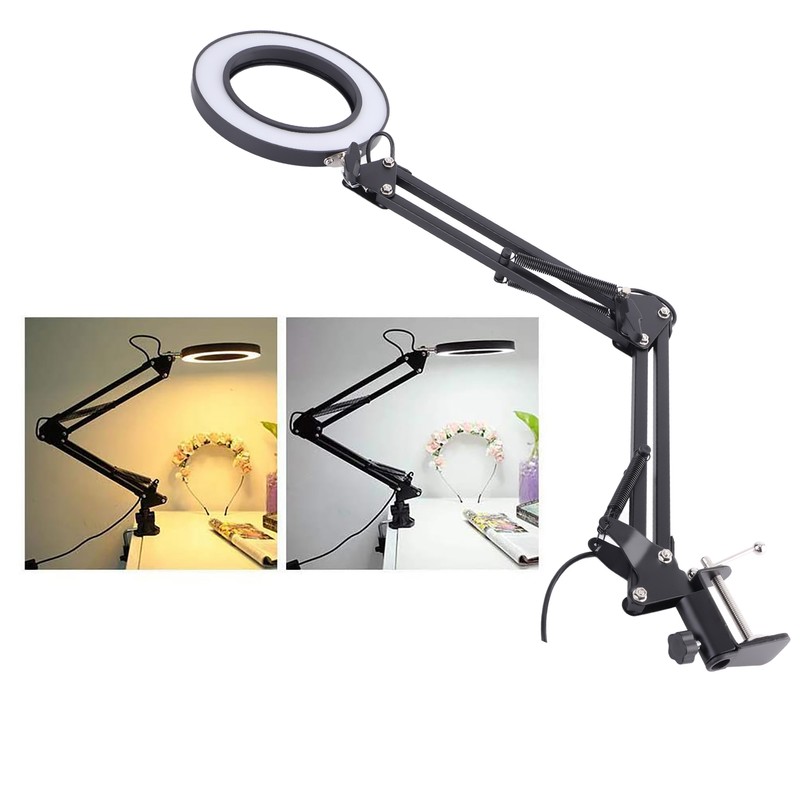 Foldable Eyecare Table Lamp Flexible Swing Arm Clamp Mount Lamp