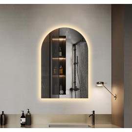 Niccy Arched LED Bathroom Mirror, 30x20 Inch Arch Frameless Backlit Mirror for Wall Arched Lighted Vanity Mirror Defogger and 3 Color, Explosion-Proof, HD Glass and IP65 Waterproof