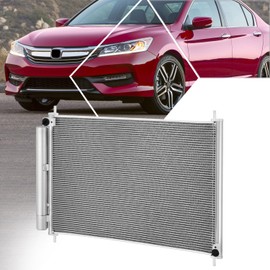 Factory Style Aluminum Front A/C Condenser Compatible with 2014-2017 Honda Accord Hybrid Model