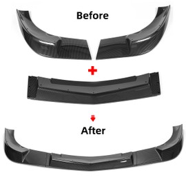 KUAFU 3Pcs Front Bumper Lip Splitter Compatible with 2005-2013 Corvette C6 Base Models 2Dr ZR1 Extended Style Under Chin Spoiler (Carbon Fiber Style)