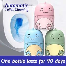Cute Dinosaur-Shaped Toilet Bowl Cleaner Bottle, Bathroom Toilet Tank Cleaner with Ocean Scent Lasts Up to 90 Days, Powerful Stain Removal, Long-Lasting Freshness, Effortless Toilet Maintenance:_3 Color (3 Scent)