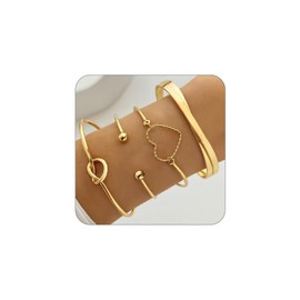 CJIAYUJEW Gold Bracelets for Women Gold Plated Bracelet Set Minimalist Rope Paperclip Cuff Bracelet Jewelry Gifts for Women(g3)