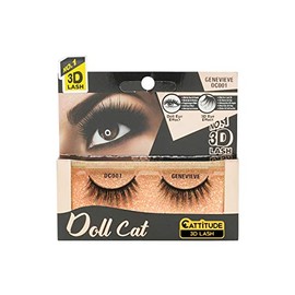 EBIN NEW YORK Cattitude 3D Lash Doll Cat – Genevieve 3D Lash Look Long Voluminous Wispy Hair Lightweight Comfortable Wear Reusable
