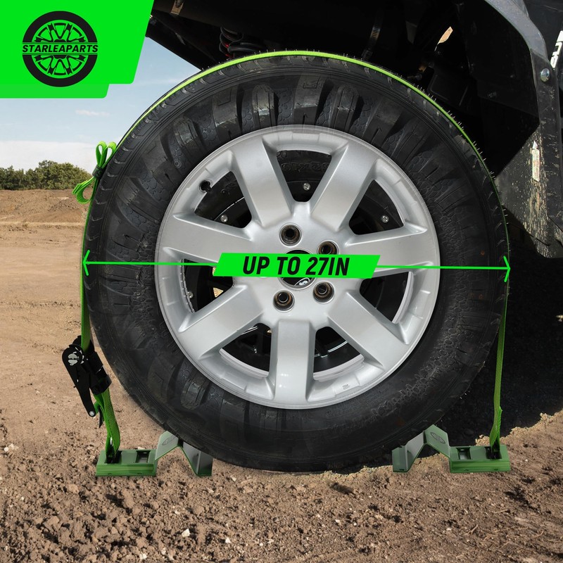 Heavy Duty Wheel Chock Tie Down Straps Set (2PK) -
