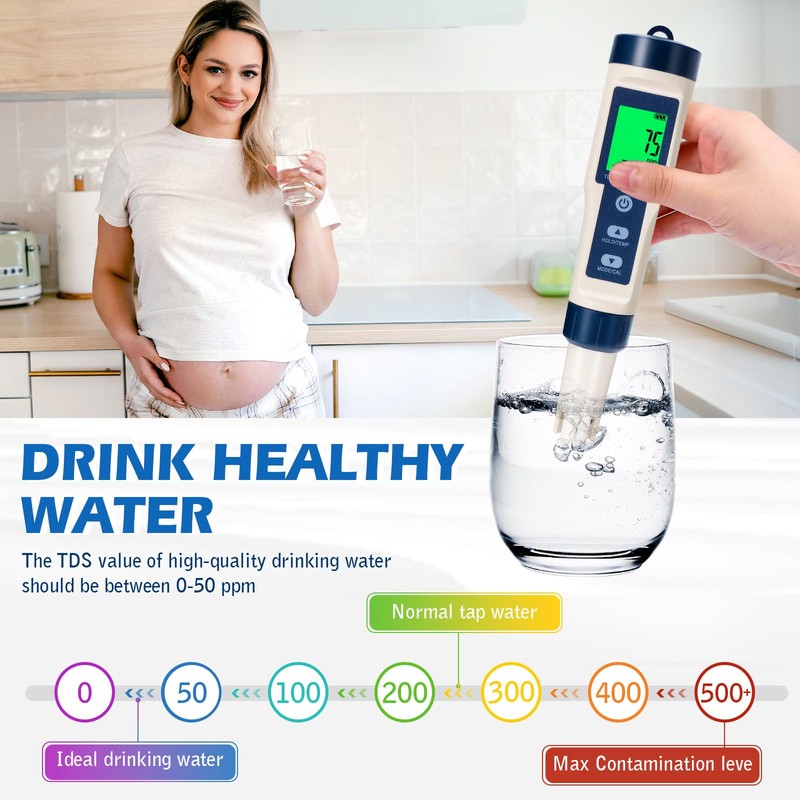 5-in-1 pH Meter with LCD Display, Precision Measurement of PH,
