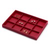 Oirlv Gorgeous Red Leather Jewelry Tray 12 Grid Jewelry Drawer