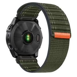 ahayo Upgraded Nylon Sport Watch Strap for Garmin Fenix 8 47mm / epix Pro 47mm / Fenix 7 / Fenix 6 / Instinct, Lightweight Loop Wristband for Fenix E 47mm, Forerunner 965/955, Quatix 7 (Green)