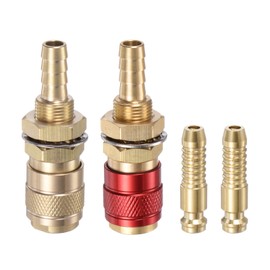 sourcing map 4pcs Gas & Water Quick Connector for Tube Inner 8mm, Brass/Red