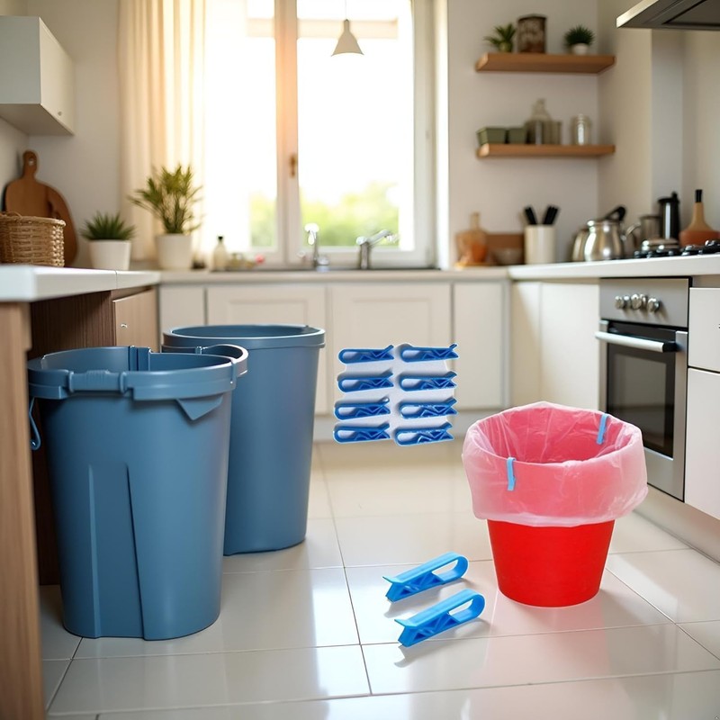 ​Plastic Kitchen Garbage Bin Clips, 10Pcs Anti-Slip Bag Holders for