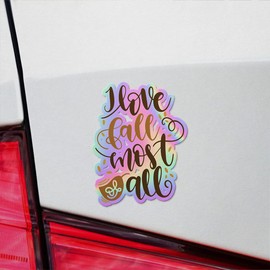 Holographic Decal Stickers of I Love Fall Premium Waterproof Vinyl Decal Stickers for Laptop Phone Accessory Helmet Car Window Mug Tuber Cup Door Wall Decoration NVCVER3g18780HO