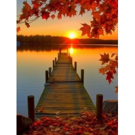 Diymood DIY 5D Diamond Painting Kits for Adults Sunset Autumn Bridge - Diamond Art Kits for Adults | Full Drill Round | Crystal Mosaic Picture | Beginner | Home Wall Decor | 30x40cm (12x16inch)