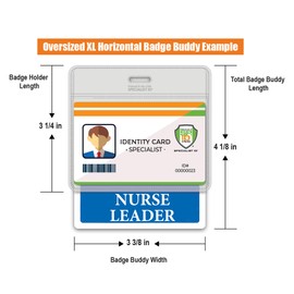 Oversized Nurse Leader Badge Buddy Horizontal - XL Badge Buddies for Nurse Leaders - 3 3/8 X 4 1/8 Role Identification Badge Backer Card - USA Printed by Specialist ID (Blue)