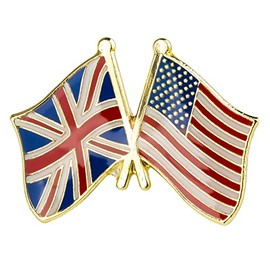 United Kingdom & USA United States Of America Friendship UK Union Jack Flag Enamel Lapel Pin Badge