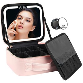 Travel Cosmetic Bag with LED Lighting Cosmetic Bag With Mirror 3 Color Set Cosmetic Cosmetic Case Rechargeable Accessory Box Rechargeable, rror 3 Color Set Cosmetic Cosmetic Case Rechargeable Accessory Box Rechargeable:_pink