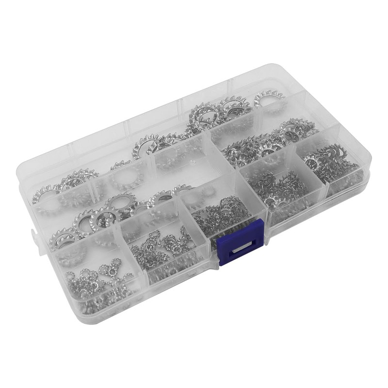 ANCLLO 300 Pcs Stainless Steel Star Tooth Lock Washers Assortment,