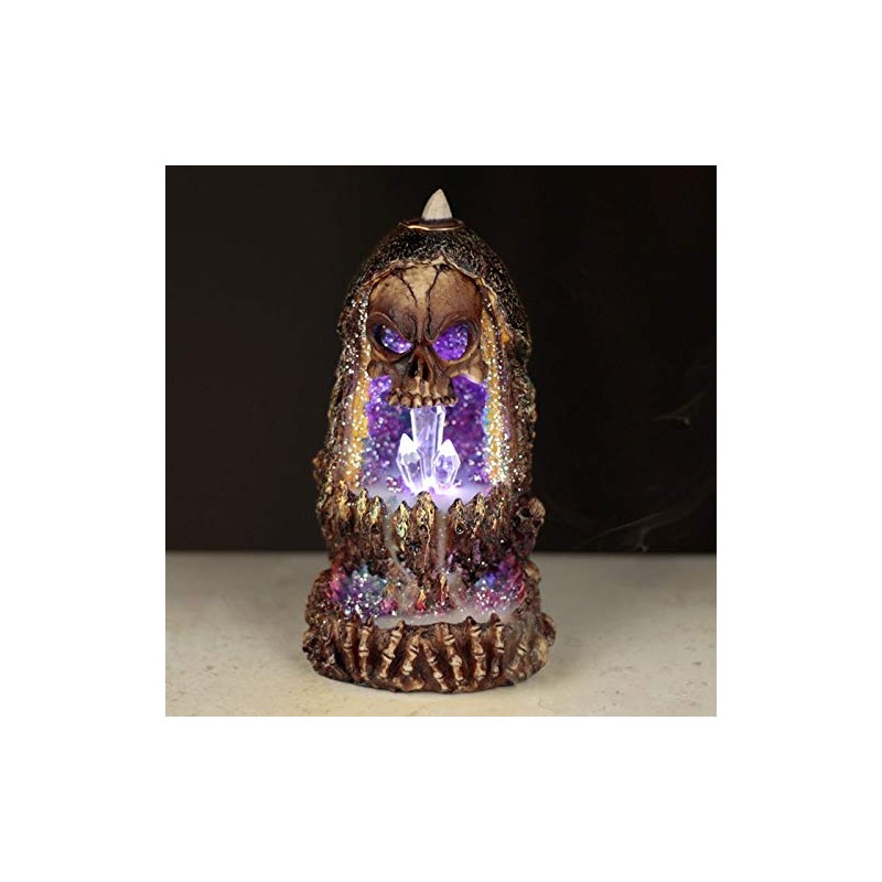 Puckator Skull Crystal Cave LED Backflow Incense Burner - Home