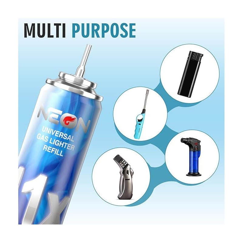 NEON Butane Refill, 11X Ultra-Refined Butane Fuel, 300ml Premium Lighter