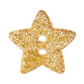 Pack of 10 x Star Shaped Glitter Buttons 18mm Gold, for Christmas Crafts, Sewing, Knitting, Crochet.
