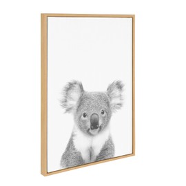 Kate and Laurel Sylvie Koala Framed Canvas by Simon Te Tai, 23x33, Natural