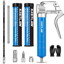 KRETLAW Mini Grease Gun (3000PSI) with Double 3oz Cartridge Grease and 12'' Flex Hose, Reinforced Coupler for Automotive, Marine